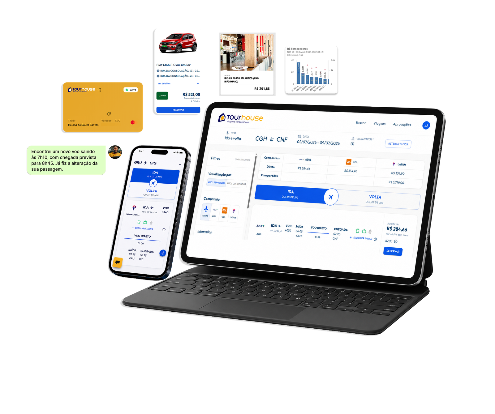 Plataforma Tour House em notebook, tablet e celular